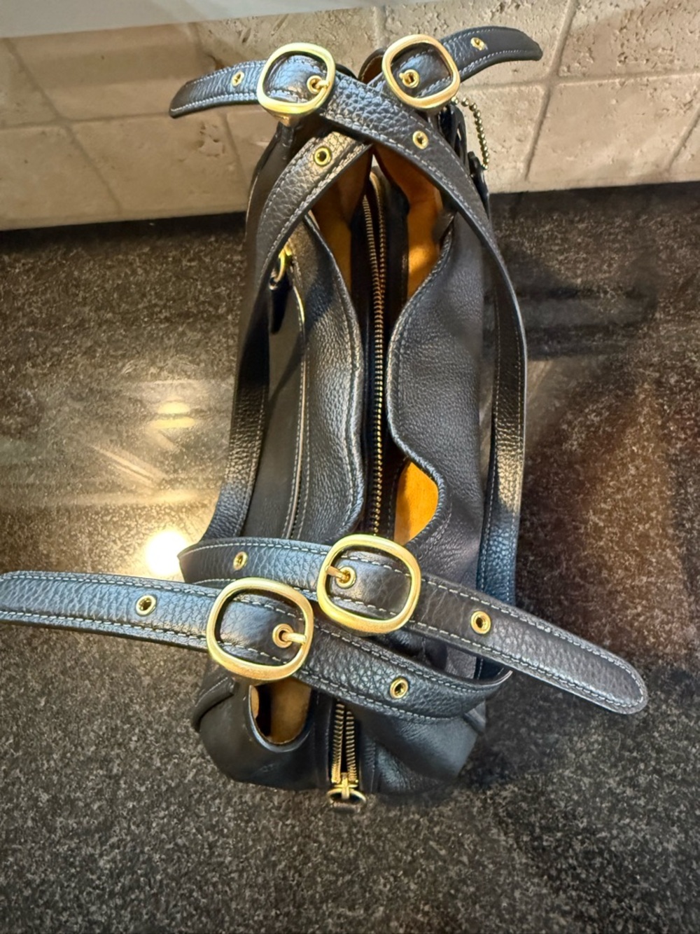 Coach Bella Black Pebbled Leather Shoulder Bag - Picture 6 of 15